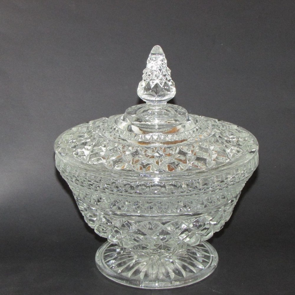Anchor Hocking Glass WEXFORD Covered Candy Bowl Dish Vintage 60's Glassware